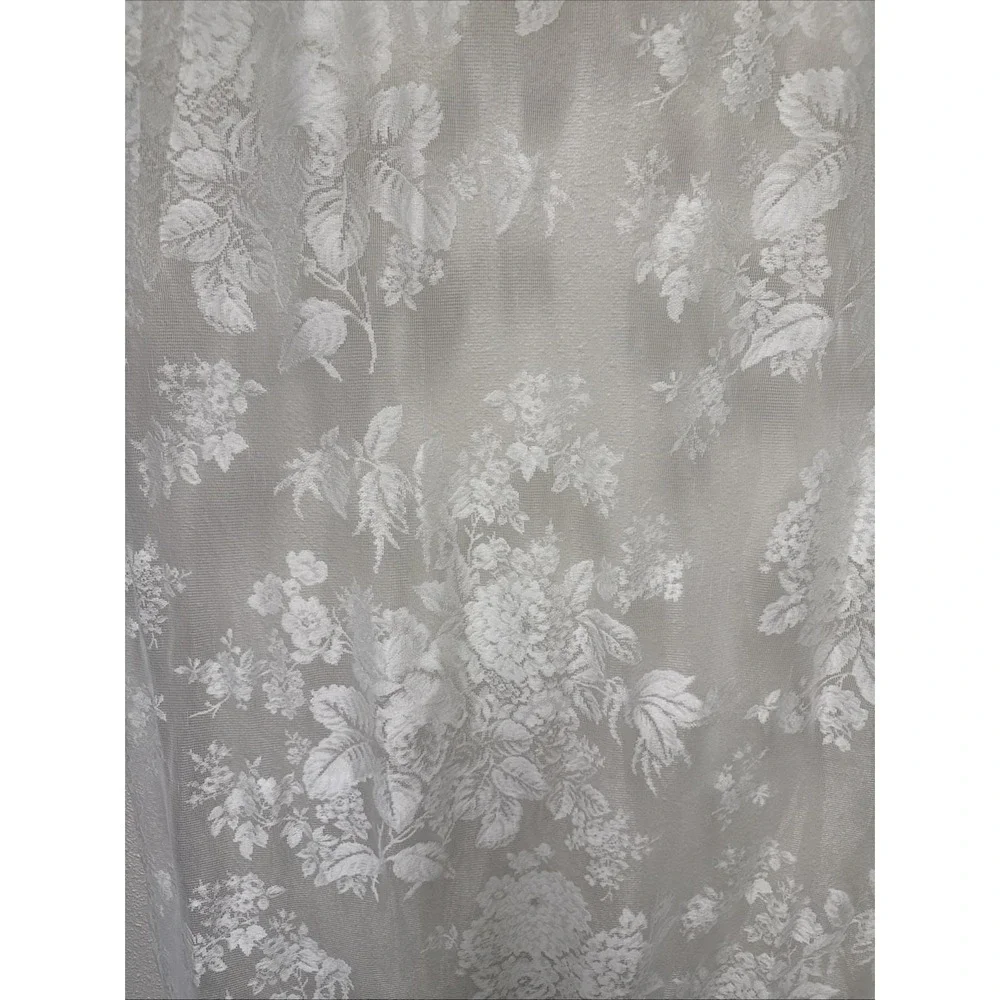 Vtg Lace Curtain Panels Garden Rose Antique Ivory 51x81 Floral Martha Stewart